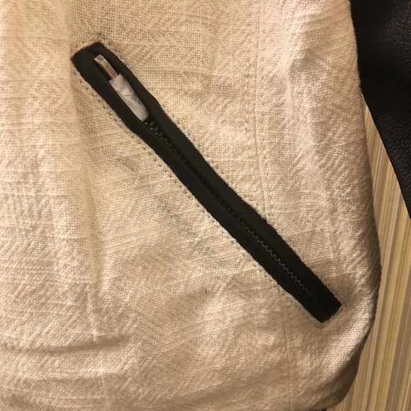 NWT Lucky Brand Two-Tone Varsity Jacket Cotton W/ Leather Sleeves Size Medium - Picture 6 of 15